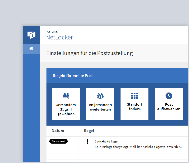 Netlocker Software Self Service Regeln für meine Post