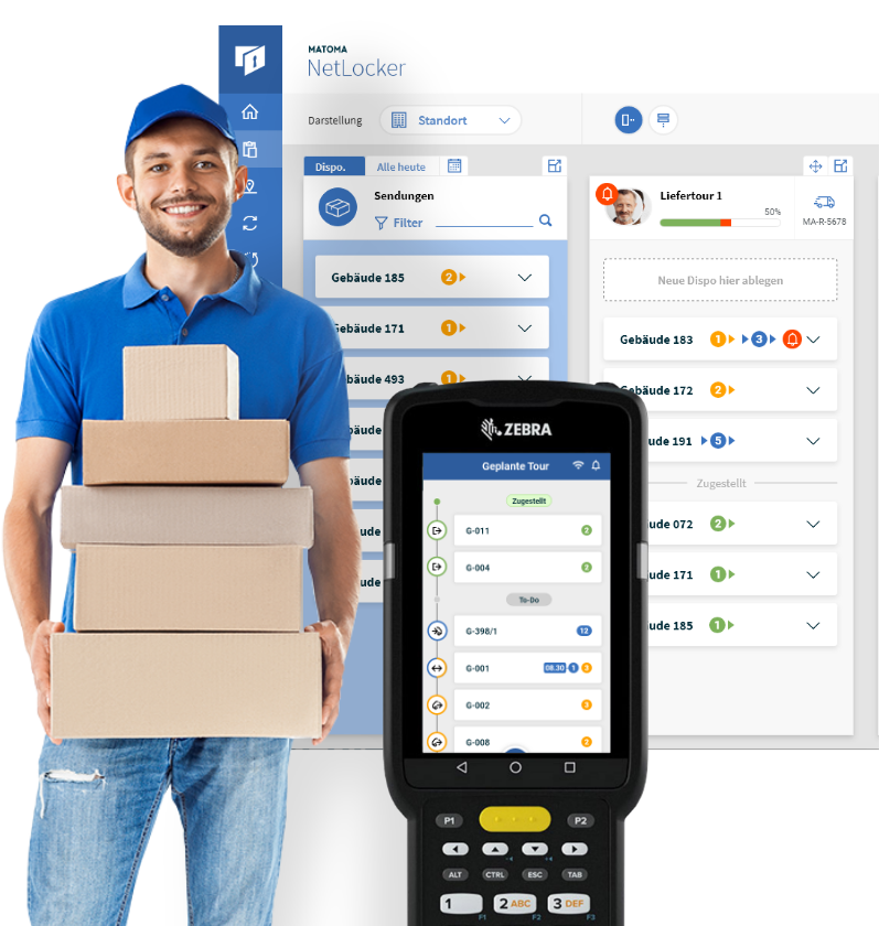 NetLocker Dashboard für interne Postzustellung von der Paketaufgabe bis zur gesicherten Zustellung.